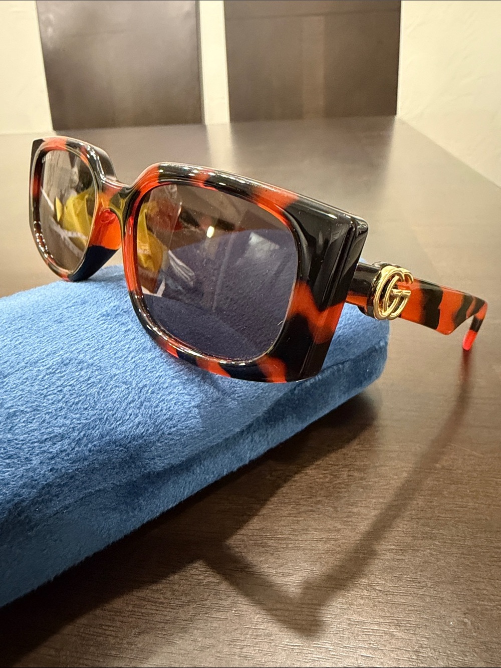 Gucci GG1534S Tortoise Sunglasses Gold Double G Logo 006